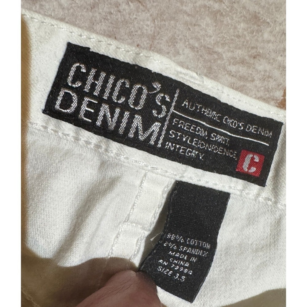 Chico's White Stretch Jeans Women's Size 3.5 US 14 Straight Leg Cotton Blend GUC - Picture 7 of 7